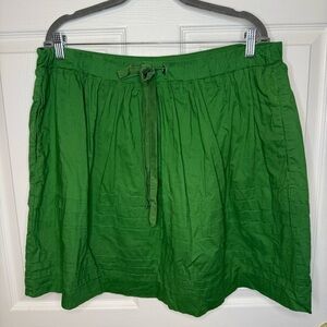 Odille Anthropologie Vibrant Green Full Skirt with Drawstring Size Medium GUC